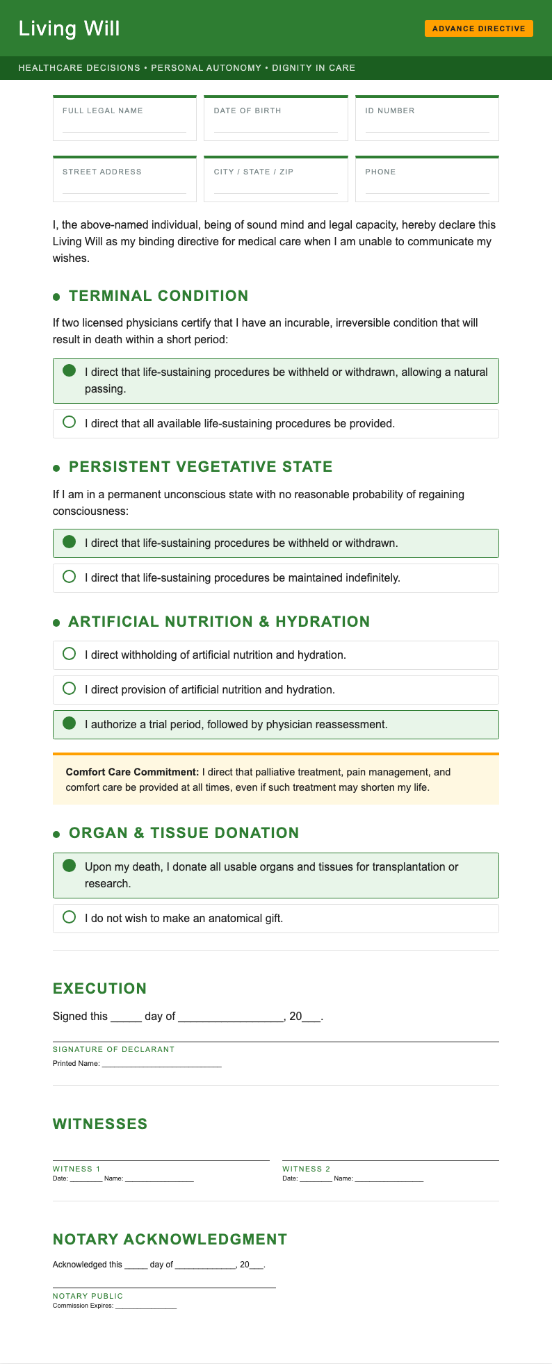 Corporate ESG Report living will